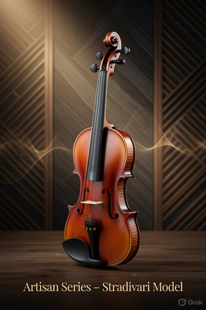 Artisan Series – Stradivari Model (Classic Brown) – Full Size Beginner Violin Outfit - Electric/Acoustic