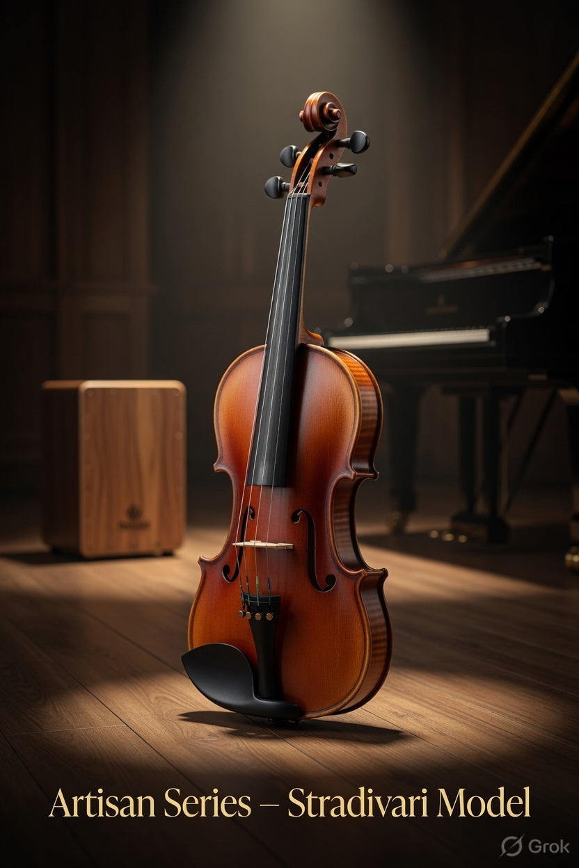 Artisan Series – Stradivari Model (Classic Brown) – Full Size Beginner Violin Outfit - Electric/Acoustic