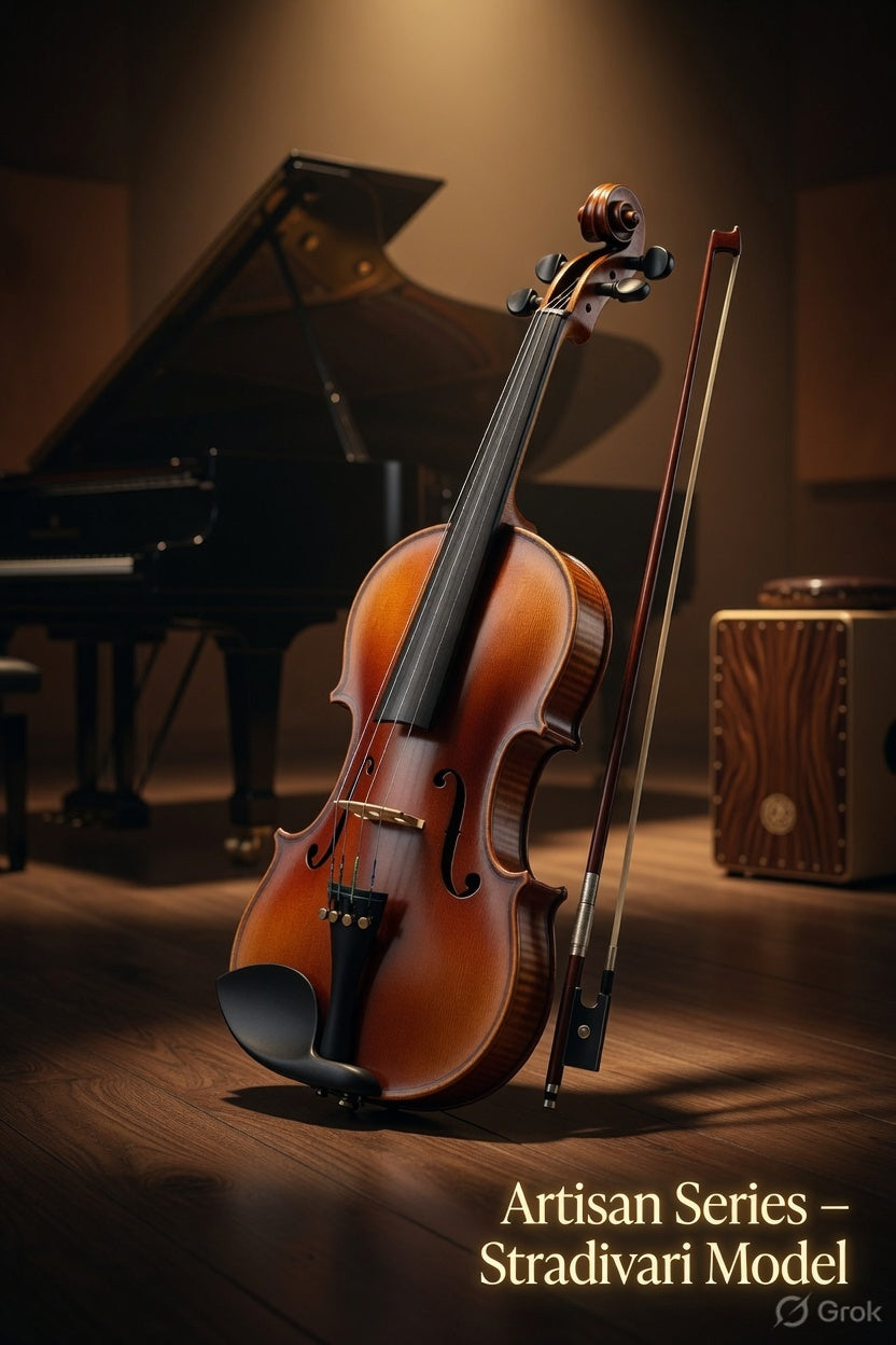 Artisan Series – Stradivari Model (Classic Brown) – Full Size Beginner Violin Outfit - Electric/Acoustic