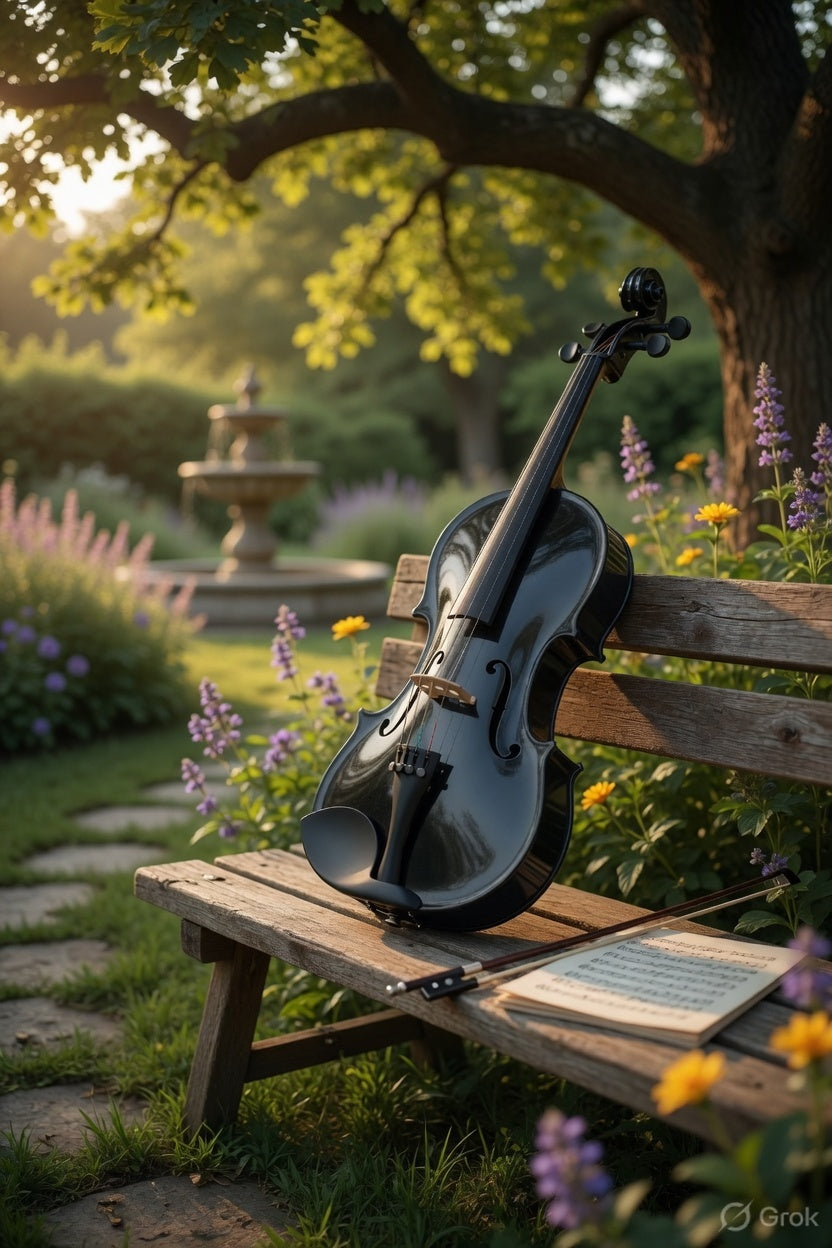Artisan Series – Stradivari Model (Metallic Black) – Full Size Beginner Violin Outfit - Electric/Acoustic