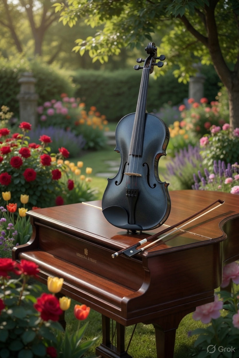 Artisan Series – Stradivari Model (Metallic Black) – Full Size Beginner Violin Outfit - Electric/Acoustic