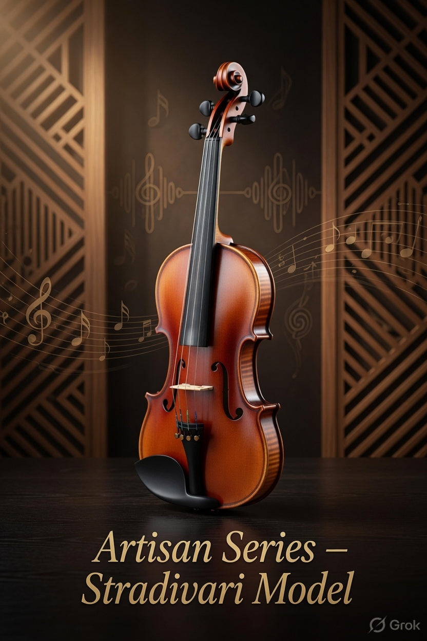 Artisan Series – Stradivari Model (Classic Brown) – Full Size Beginner Violin Outfit - Electric/Acoustic